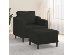 Vidaxl Poltrona Com Apoio De Pés 60 Cm Tecido Preto