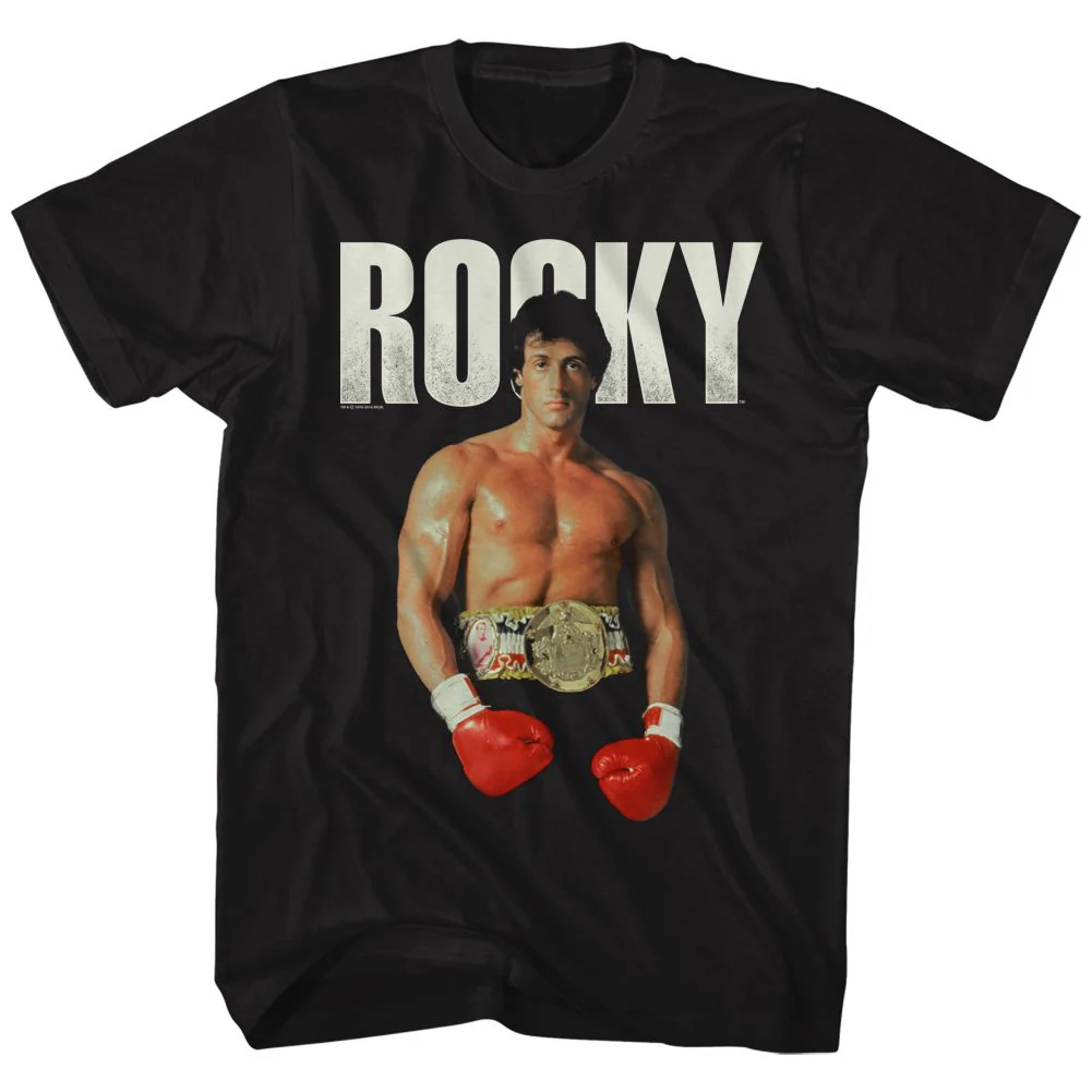 Unisex Adult T-shirt Rockinstone Rocky Movie Stand Black Sizexxl