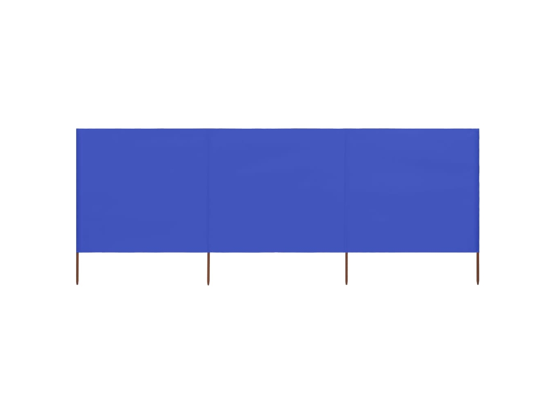 Vidaxl Para-vento Com 3 Painéis Em Tecido 400x80 Cm Azul-ciano