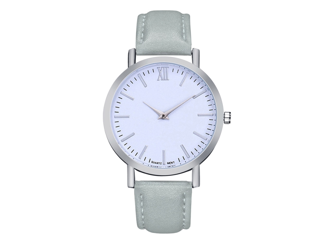 Reloj Unisex De Cuarzo Con Correa De Cuero Pu Simple Zhoulianfa (gris)