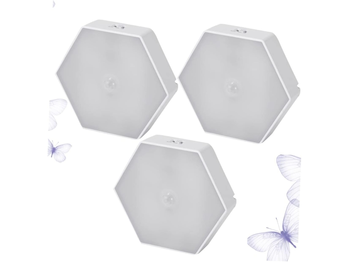 Conjunto de 3 Luminárias Noturnas Quadradas de Led com Sensor de Movimento para Corredor, Closet e Casa. SFUSHOS