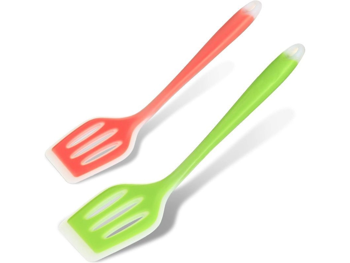 2 Peças Espátula De Silicone Resistente Ao Calor Para Cozinha Antiaderente Com Ranhuras