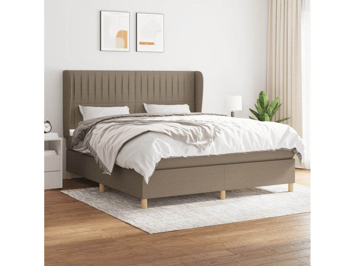 Vidaxl Cama Com Molas/colchão 180x200 Cm Tecido Castanho-acinzentado
