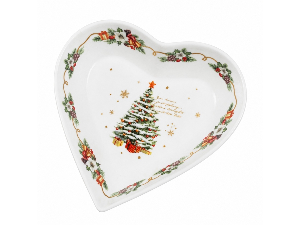 Taça De Cerâmica Coração Com Árvore De Natal Nevada, 6, 25 Polegadas, Decoração De Férias