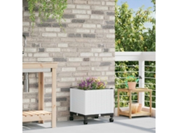 Vidaxl Vaso De Jardim Com Rodas Branco 40 X 40 X 48 Cm Pp