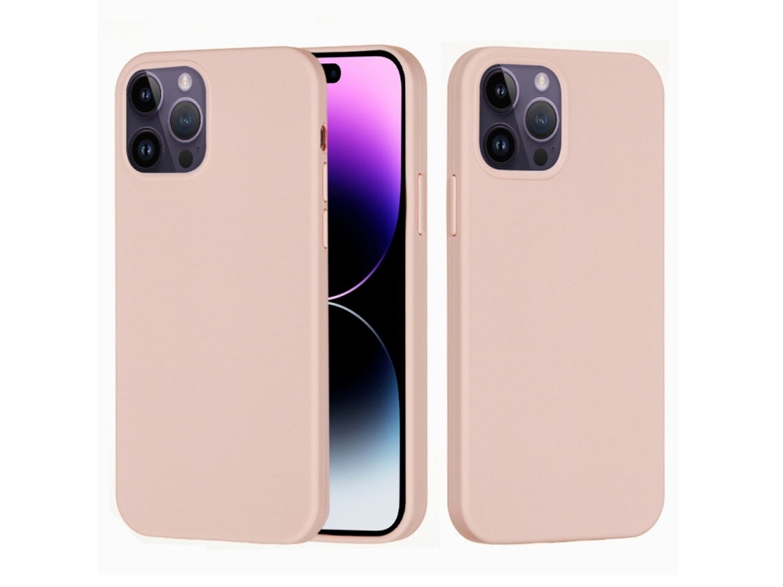 Capa De Silicone Para Iphone 14 Pro Max - Cor Sólida, Proteção Fina E Antiaderente - Rosa Areia