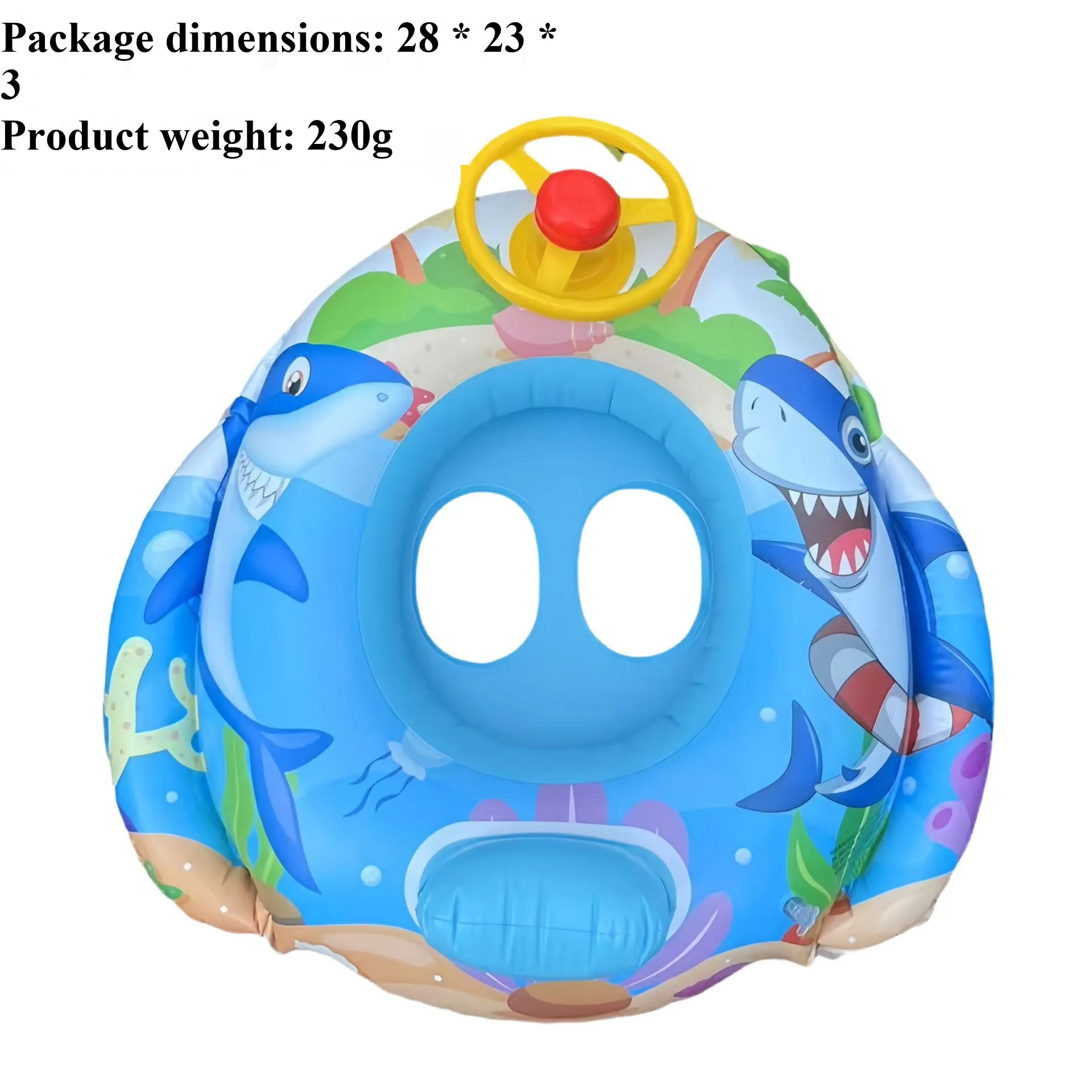 Piscina PVC com alça de assento, toldo infantil, barco de trombeta, azul, AOZORZ