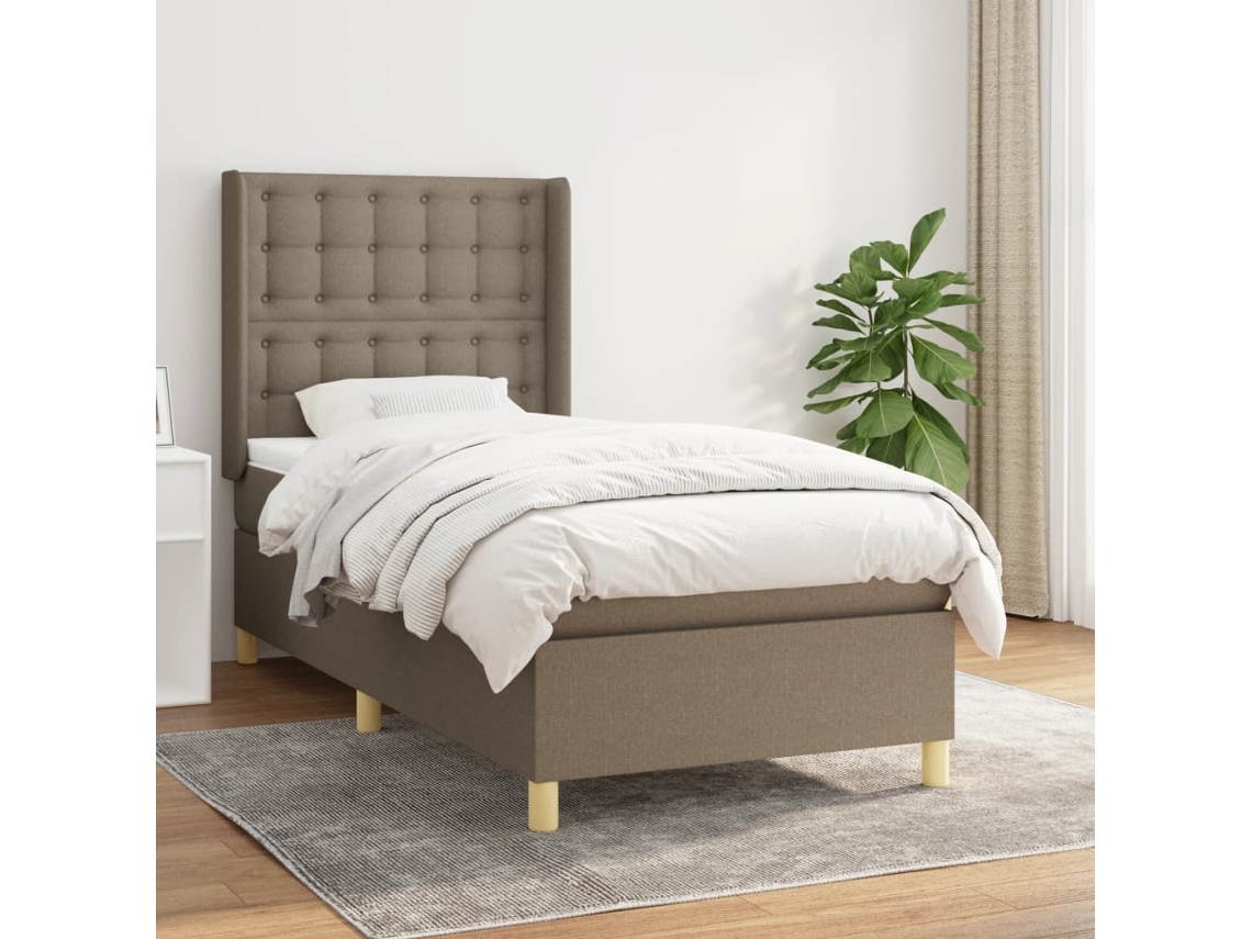 Vidaxl Cama Com Molas/colchão 80x200 Cm Tecido Castanho-acinzentado