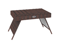 Mesa Jardim Dobrável Rattan Intempéries Marrom 60x41x41cm VELTRIX