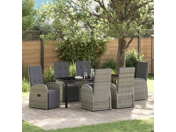 Vidaxl Conjunto De Jantar Para Jardim 7 Unid. Cinzeto Vime Pe