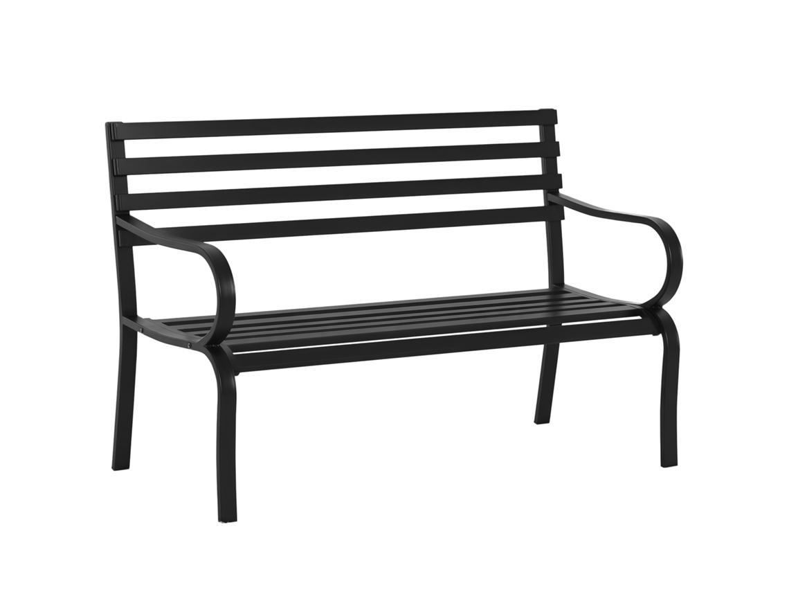 Banco Jardim 2 Lugares Metal Epóxi Design Contemporâneo Preto 127x58x82cm