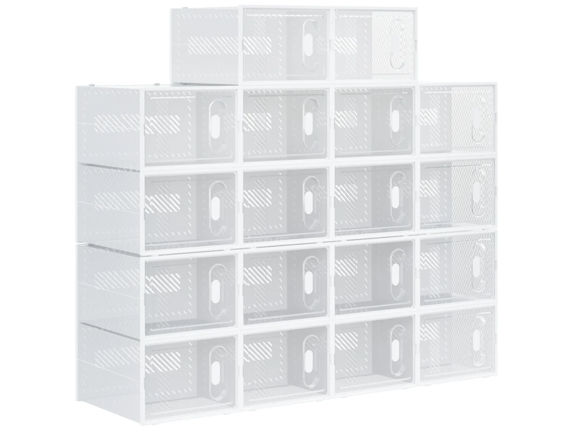 Mobile Modular Space Saving Shoe. 18 Cubos 28x36x21 Cm em Pp Plástico. Branco Ge