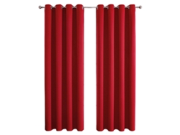 Cortinas Blackout (conjunto De Duas, 84 Polegadas De Comprimento), Em Vermelho Sólido, Com Ilhoses De Metal Para Instalação.