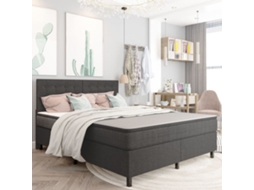 Vidaxl Cama Boxspring 160x200 Cm Tecido Cinzento-escuro