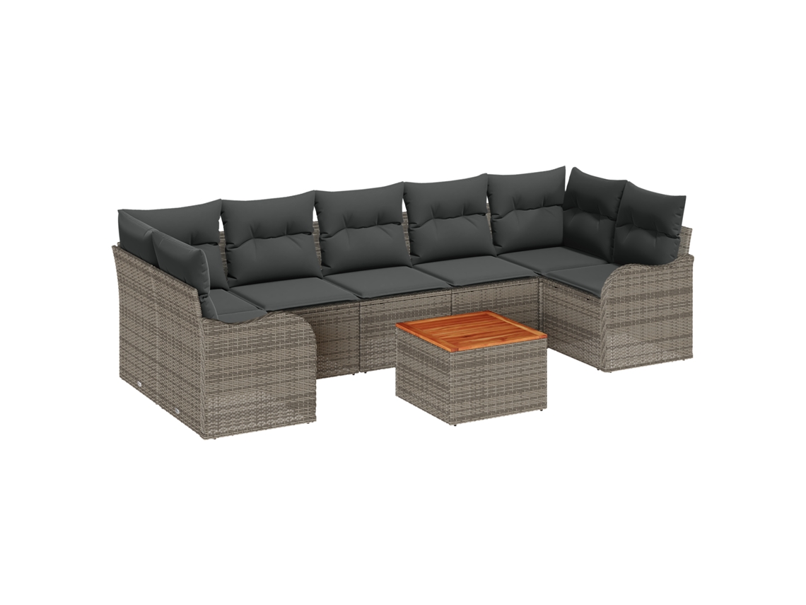 Conjunto 8 Sofá Modular Vidaxl Cinzento Vime Pe (289 X 122.5 X 69 Cm)
