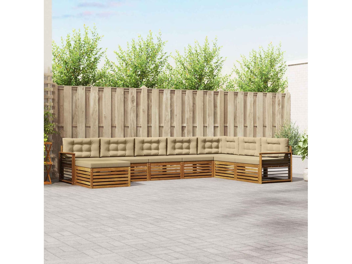 Vidaxl Conjunto De Sofás Para Exterior 8 Unid. Natural E Bege
