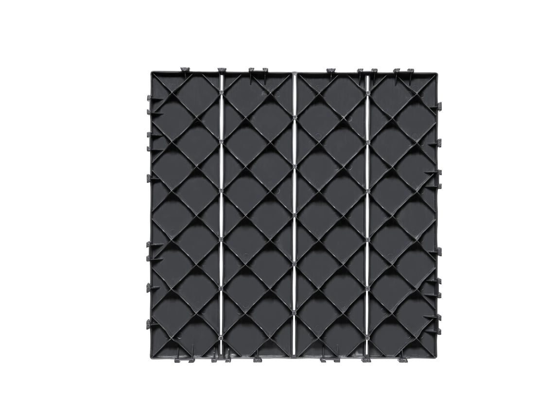 Peças de Deck Interligadas SUCCEBUY, Pacote de 10, 12polegadas X 12polegadas, Peças de Plástico para Deck de Varanda, Cinzento Escuro