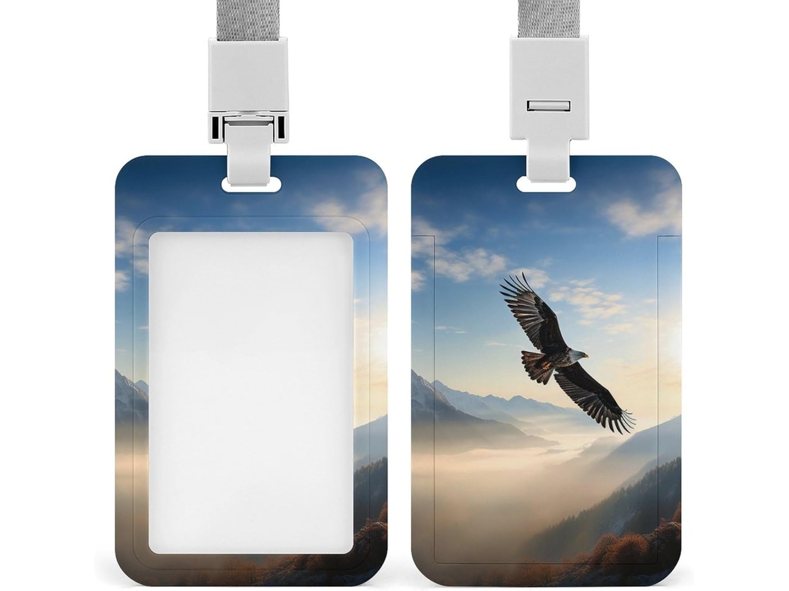 Porta Crachá Eagle Mountains Com Cordão Crachás Divertidos, Porta Crachá, Estojo Vertical Protetor Cartões