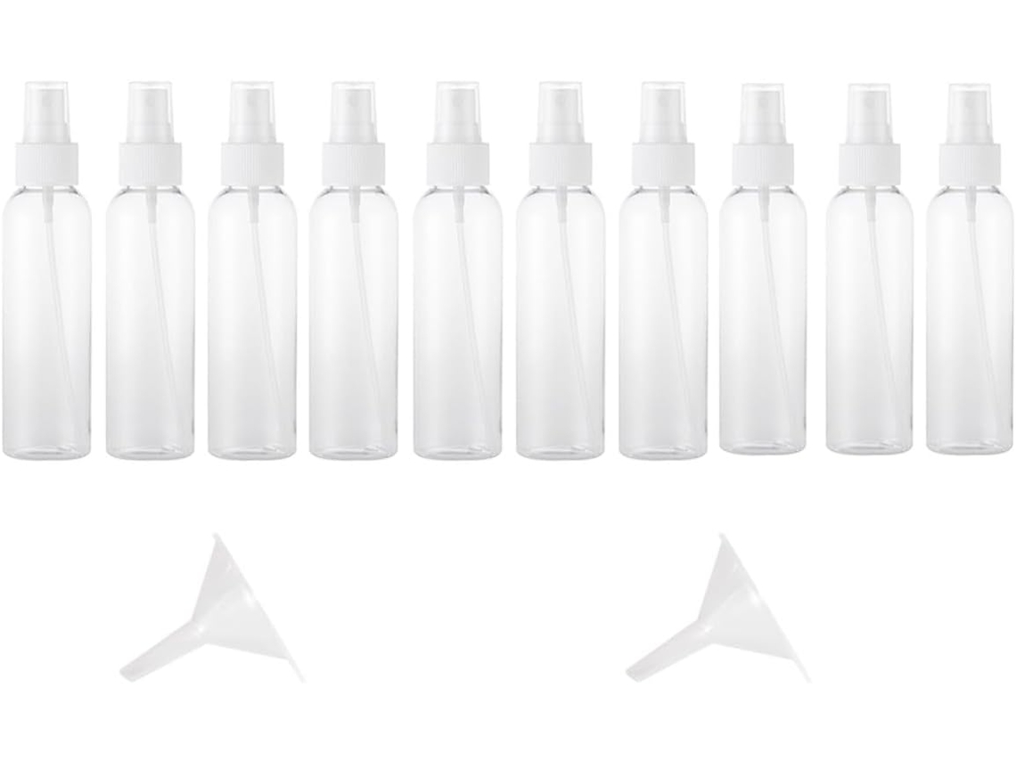 Frasco Spray Cosmético De 100ml Em Pet/pp, Pacote Com 24 Unidades E Funil.