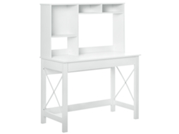 Mesa de Computador com Estante Integrada e Tampo Amplo, Design Moderno para Espaços Pequenos, 105x50x137,5 Cm, Acabamento Branco CHEZMOI