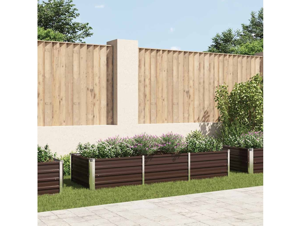 Vidaxl Canteiro Elevado De Jardim Aço Galvanizado 240x80x45cm Castanho