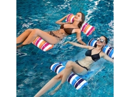Flutuador de piscina Nova Line, inflável 4 em 1, cama de ar, rede, azul e laranja | S/MARCA
