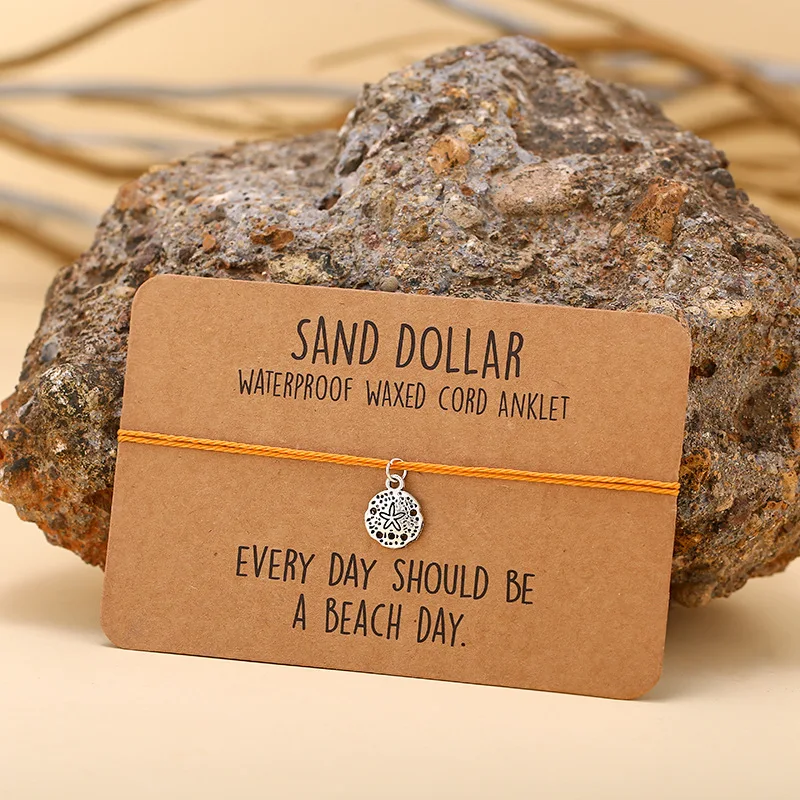 (sand Money) Tornozeleira Estilo Boêmio, Pulseira De Corda Ajustável Tecida À Mão