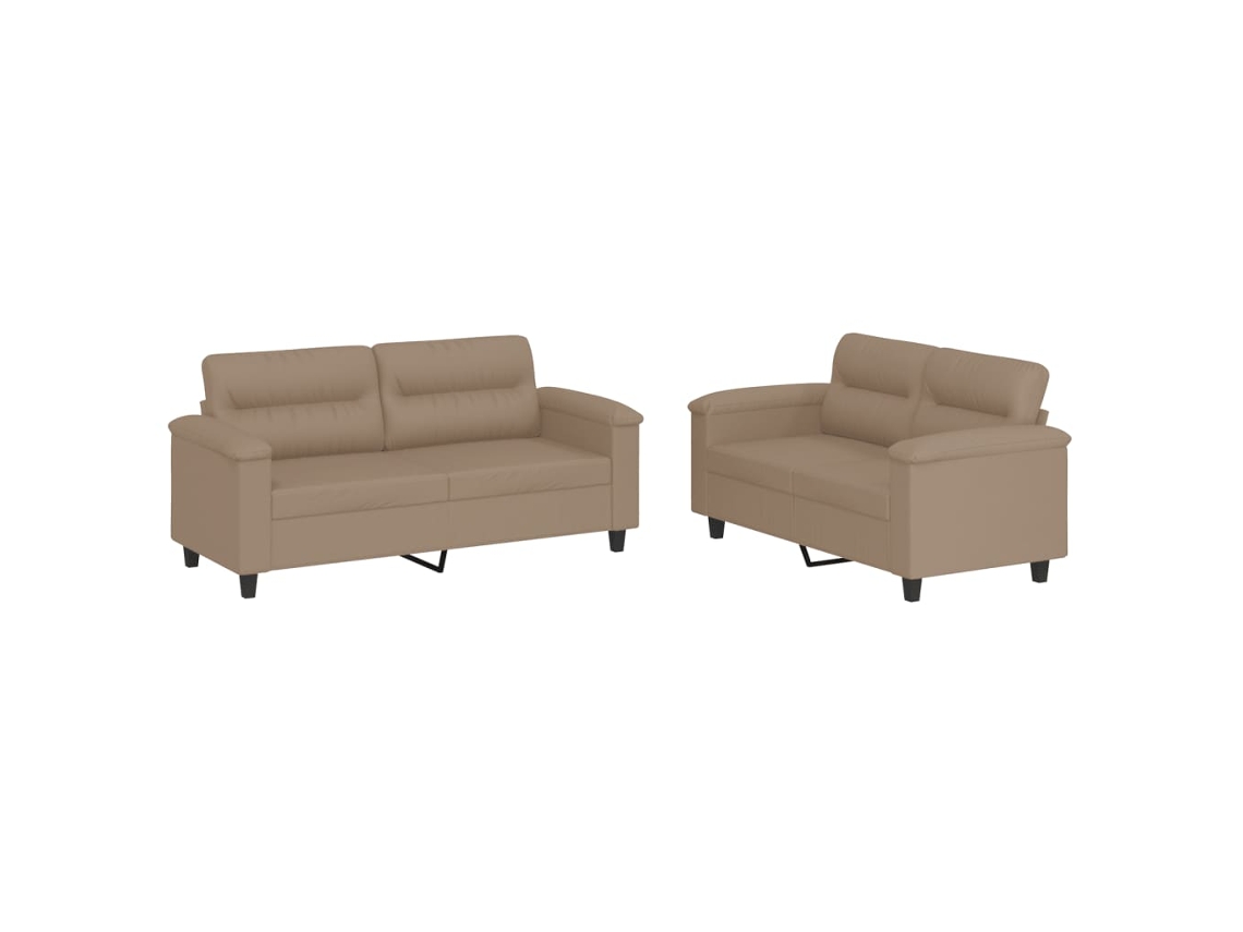 Conjunto de 2 Sofás com Almofadões em COURO ARTIFICIAL CAPPUCCINO MAISON EXCLUSIVE