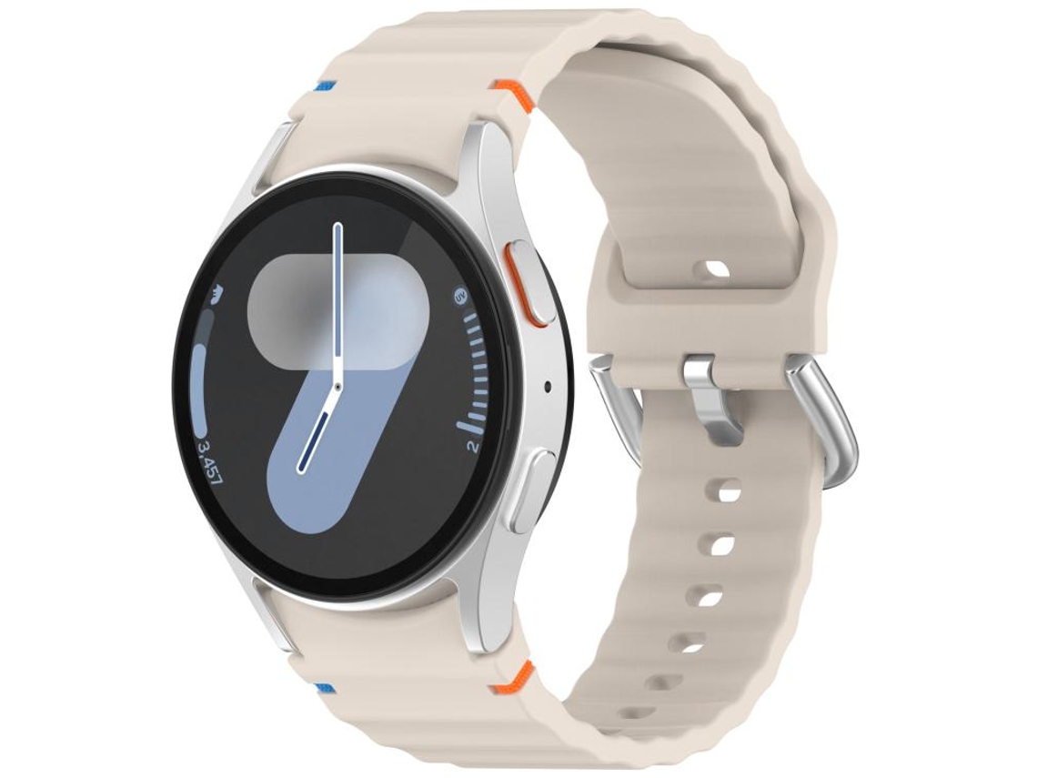 Bracelete para Samsung Galaxy Watch 7 Silicone com Grãos Ondeado e Fivela Prateada XIAOMOYU (40/44mm)