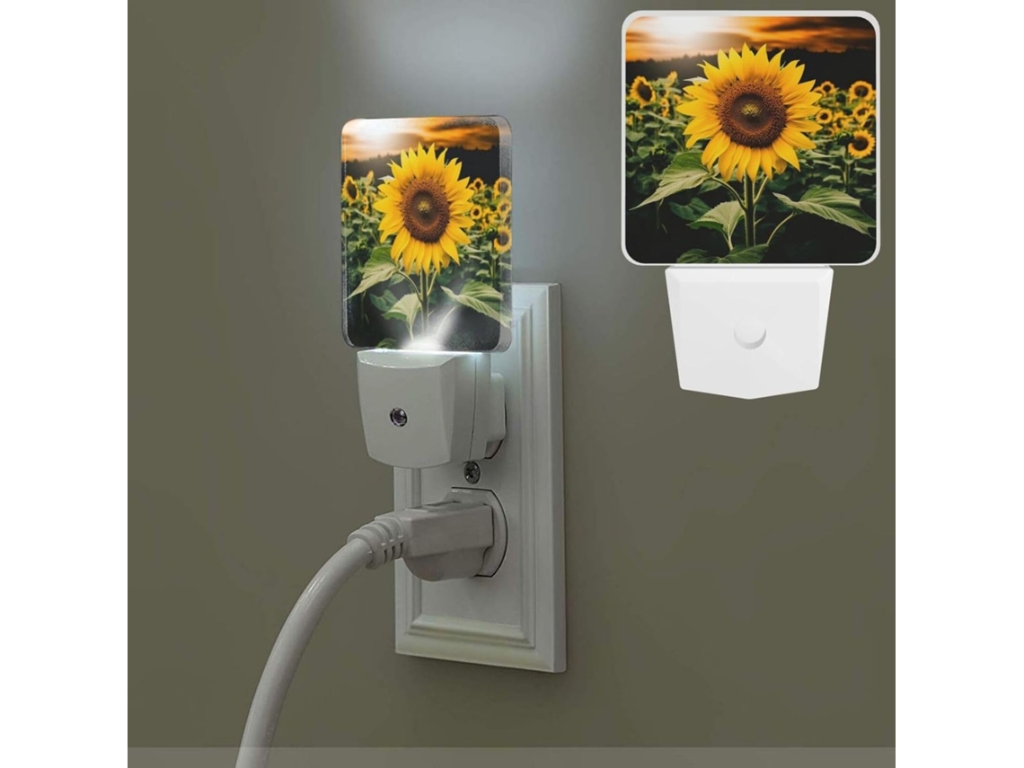 Abajur Amarelo Com Design De Girassol Que Se Conecta À Parede Um Sensor, Luz Branca Quente, Pequeno Abajur, Liga Desliga