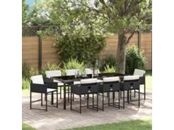 Vidaxl Conjunto De Jantar Para Jardim 9 Unid. Preto Vime Pe