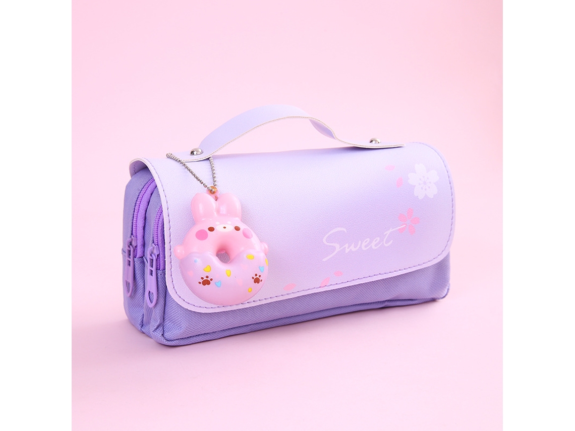 Estojo de Lápis Fofo e Espaçoso, Porta canetas Criativo em Estilo Coreano, Material Escolar para Meninas MDUG (estilo Roxo 3)