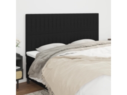 Vidaxl Cabeceira Preta 180x5x118/128 Cm Tecido