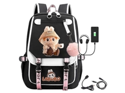 Mochila Escolar Infantil Preta Com Estampa De Monstro Desenho Animado E Carregamento Usb Ideal Para Estudantes, Homens, Mulheres Aquaforge