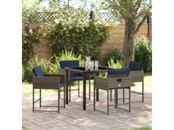 Vidaxl Conjunto De Jantar Para Jardim 5 Unid. Cinzeto Vime Pe
