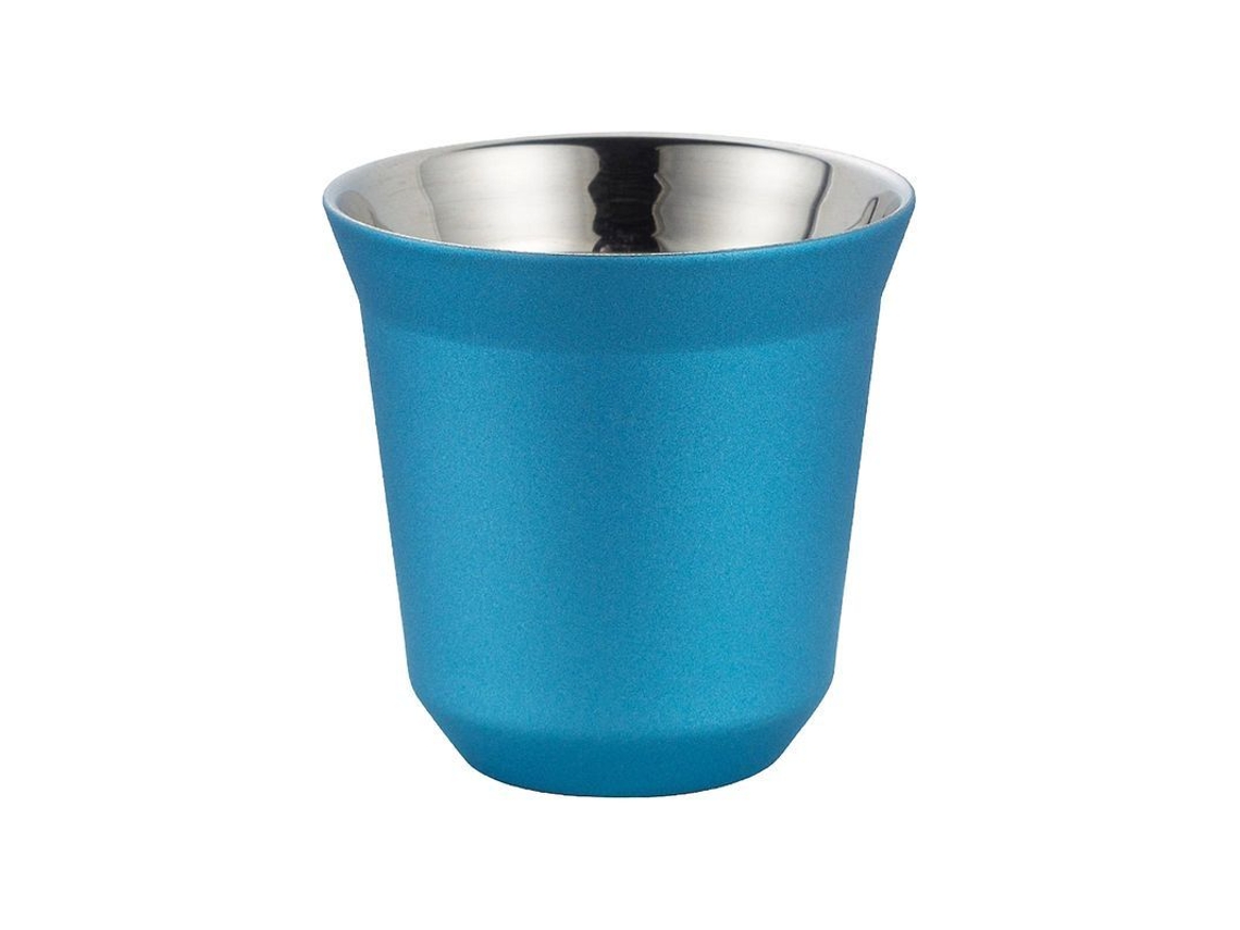 Nova Line copo de Café Espresso de Aço Inoxidável com Parede Dupla Isolada Pequeno 80ml Azul Claro