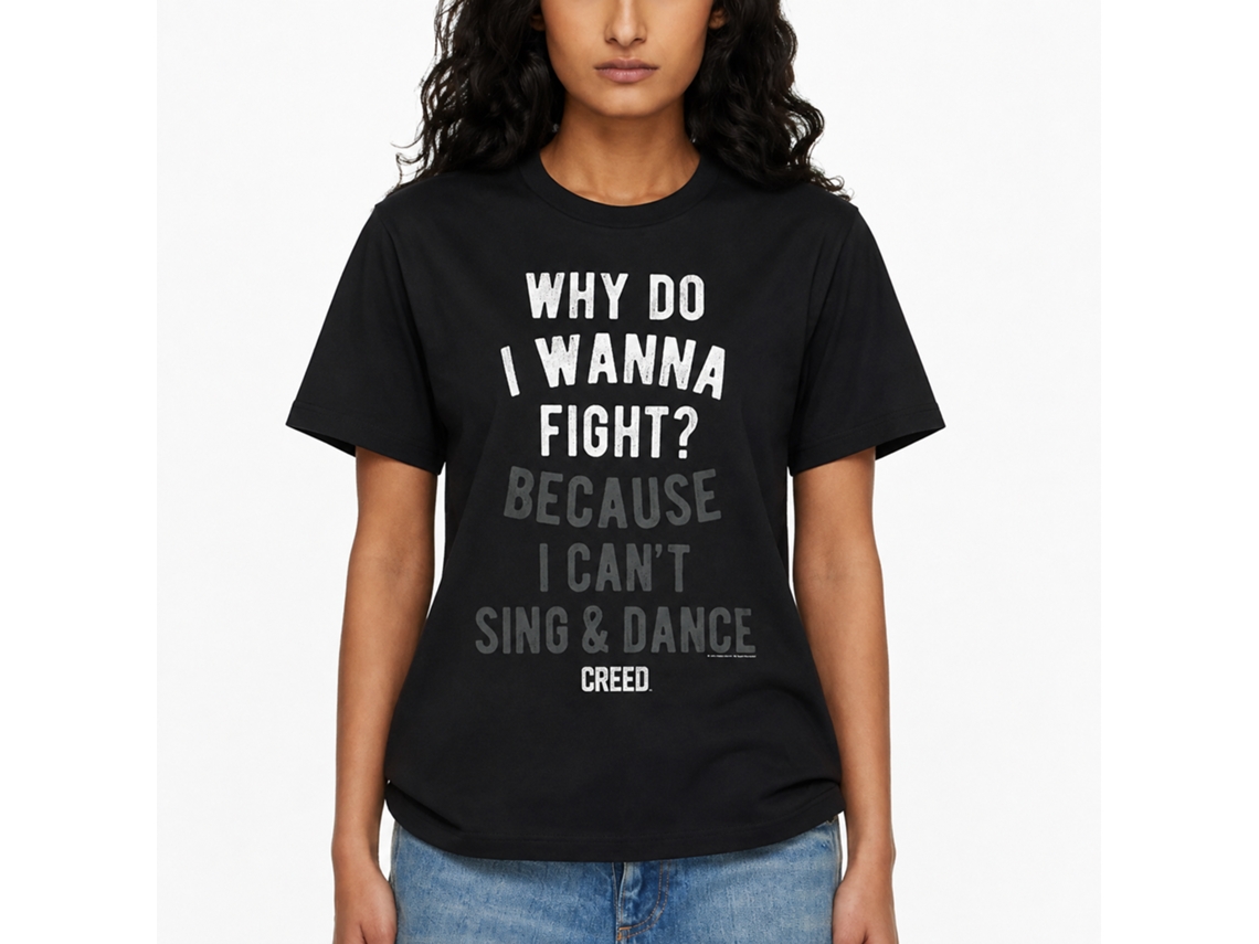 Rockinstone Rocky Movie Wanna Fight Black Adult T-shirt Size:xl