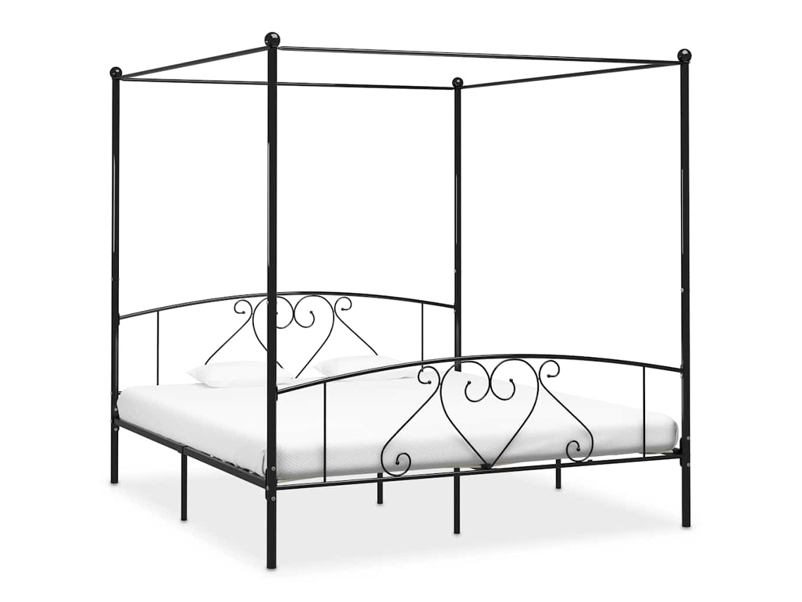 Bed Frame, Bed Frames Vidaxl Preto Metal (180 X 200 Cm)