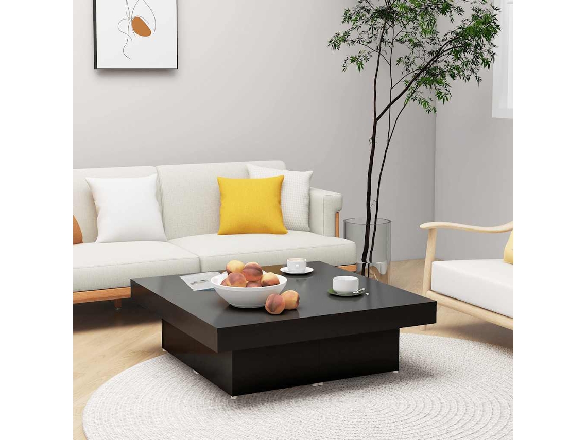 Vidaxl Mesa De Centro 90x90x28 Cm Derivados De Madeira Preto