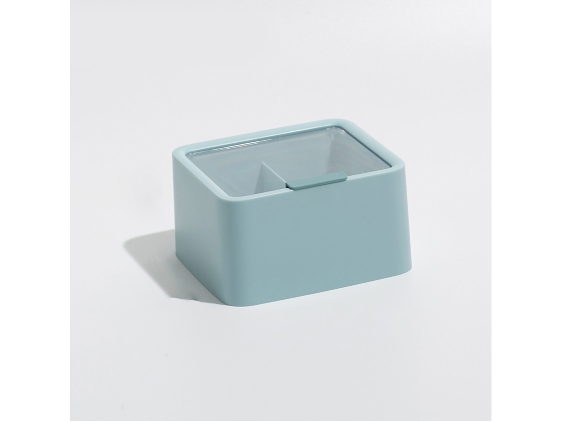 Caixa de armazenamento de batom de 2 camadas transparente com tampa capacidade grande azul S/MARCA