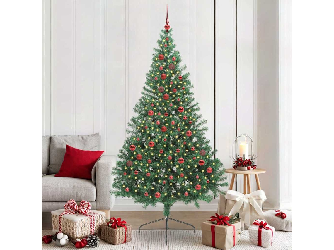 Vidaxl Árvore De Natal Artificial Pré-iluminada Verde 210 Cm Pvc