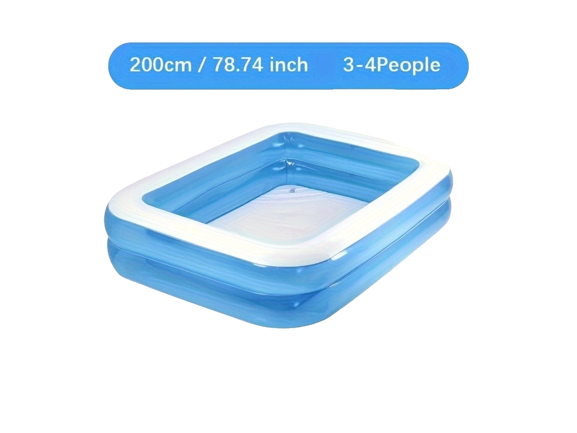 Piscina Familiar Retangular Azul | Piscina Inflável Para Crianças Em Pvc, Reforçada Para Utilização, Na Casa E No Exterior.