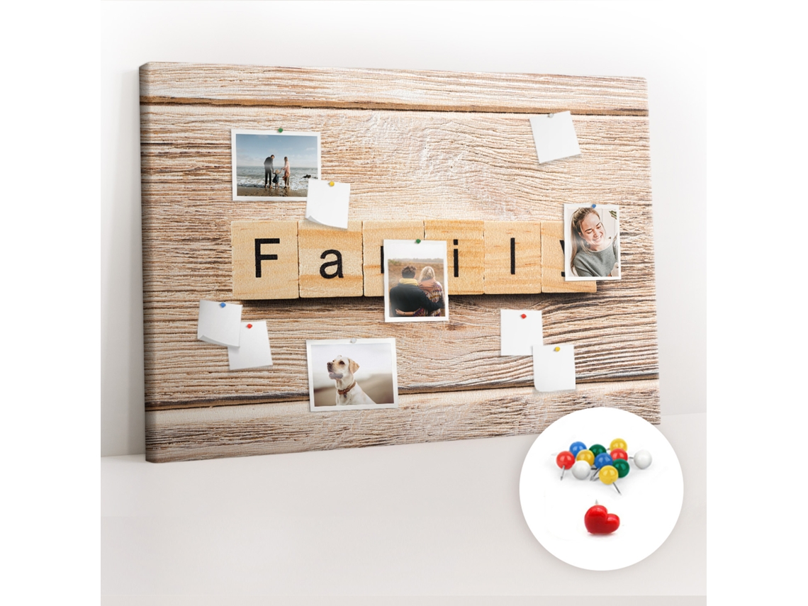 Quadro De Cortiça Com Impressão Inscrição "família" Para O Corredor Espelharte (120x80 Cm)
