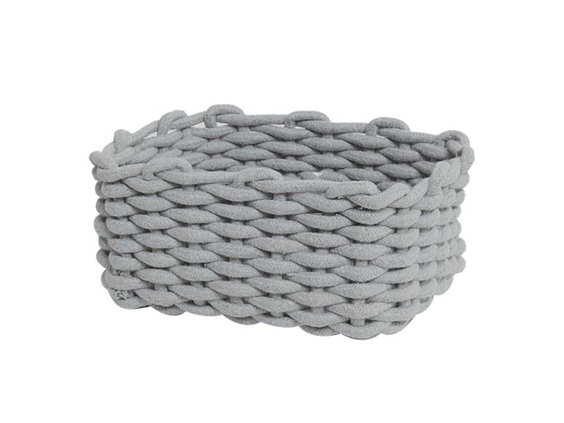 Cesta de armazenamento de corda de algodão, mão tecida, estilo nórdico, para mesa, brinquedos, roupa íntima, cinza 30x22x14cm S/MARCA