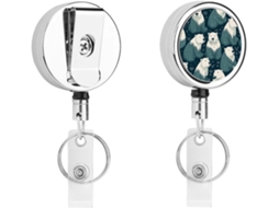 Chaveiro Porta Crachá Urso Polar, Elegante E Resistente, Em Metal, Com Cordão De Nylon De 68cm, Ideal Enfermeiros E