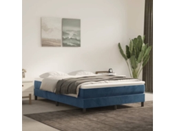 Vidaxl Colchão De Molas Ensacadas Firmeza Média 140x190x20 Cm Veludo Azul-escuro