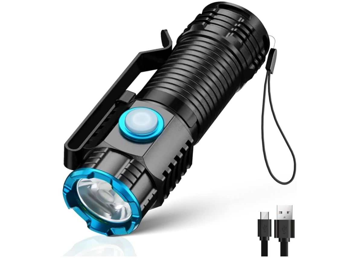 Lanterna Pequena BISBISOUS F19 1200 Lúmens Altos Led Compacta Recarregável Usb Clipe Mini Edc Bolso Design Exclusivo Cauda Preto VIGA EUROPE