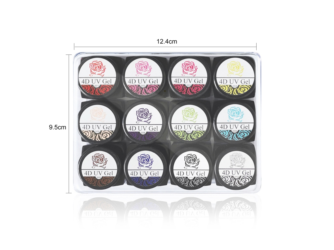 Kit De Arte De Unhas 12 Cores Gel De Escultura 4d Para Carving, Desenhos E Decoração Diy Flores