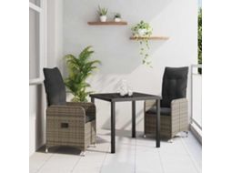 Vidaxl Conjunto de Jantar para Jardim 3 Pcs Cinzento Vime Pe