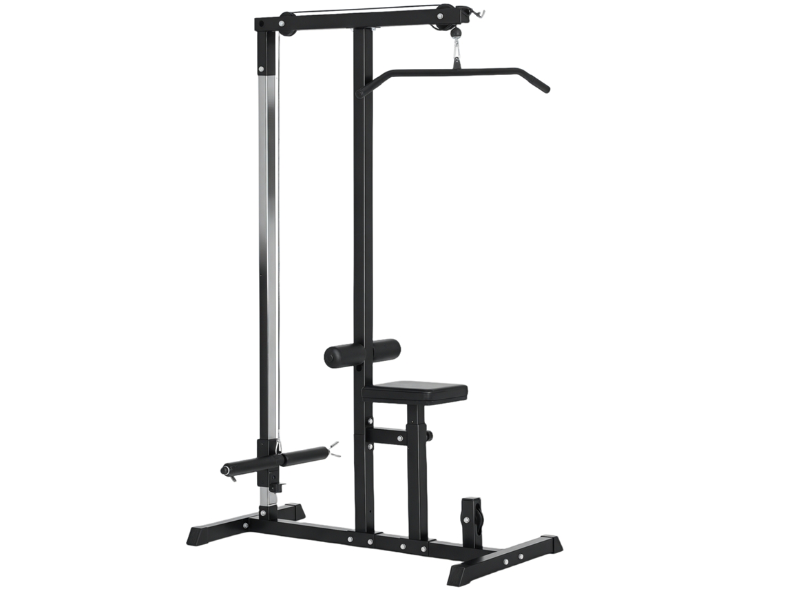 Máquina de Musculação Preta 107x120x190cm com Assento Ajustável e Carga 100kg para Casa